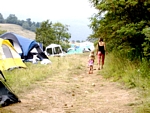 One of the vendors who was done for the weekend was taking her daughters for a walk.