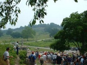 Devil's Den with Little Roundtop in the background.