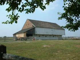 There's a hole in the brickwork of the Trostle barn made by a cannonball.