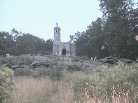 The memmorial to the 140th New York is castlelike on Little Roundtop.