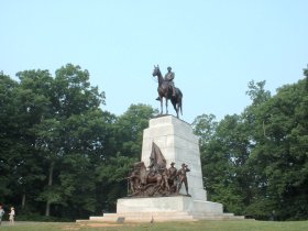 General Lee observed Pickett's Charge from the site of the Virginia Memorial.  The figures at the base represent men from all walks of life who joined his ranks.