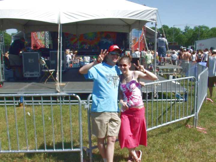 KP and V at the sound booth of the Main Stage.  Railroad Earth and North Mississippi Allstars were on that afternoon.
